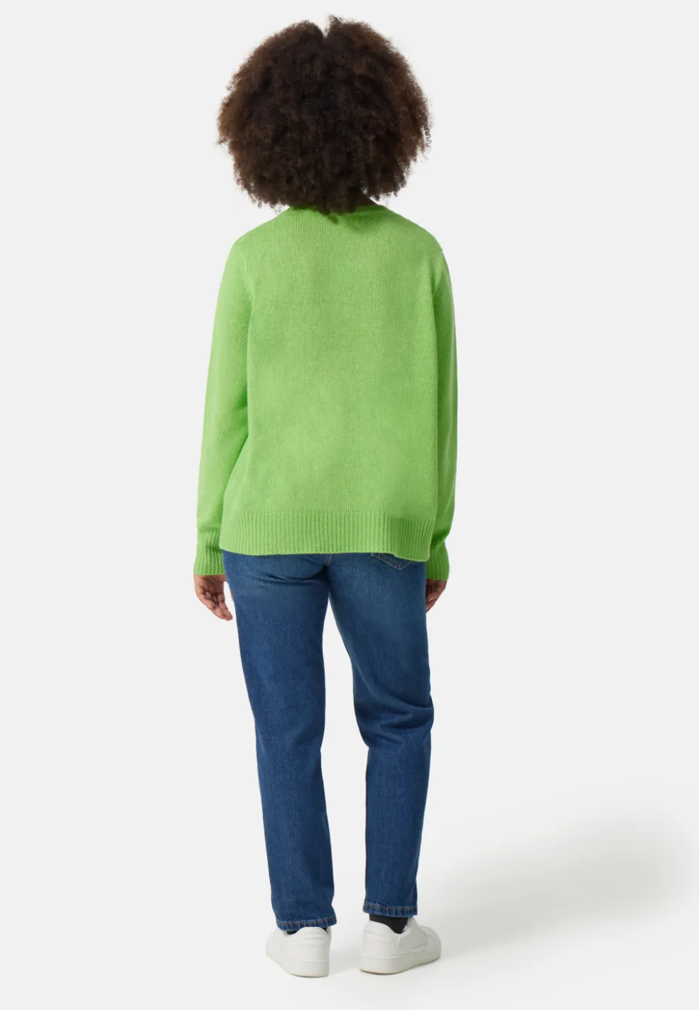 Seide Kaschmir Oversize Style Rundhals Pullover kiwi grün melange