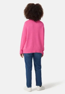 Seide Kaschmir Oversize Style Rundhals Pullover hell pink melange
