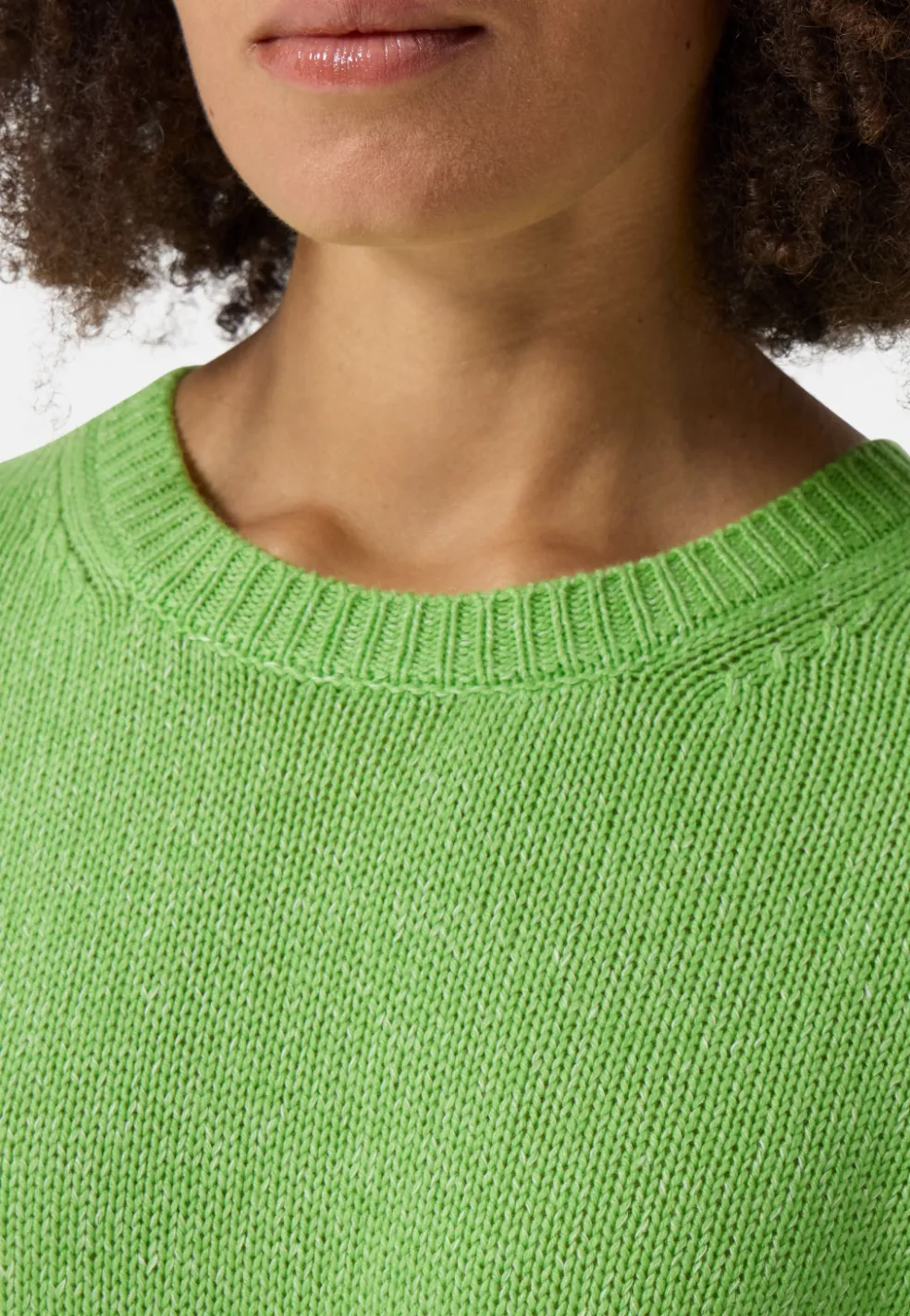 Seide Kaschmir Oversize Style Rundhals Pullover kiwi grün melange