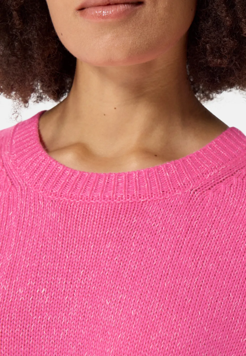 Seide Kaschmir Oversize Style Rundhals Pullover hell pink melange