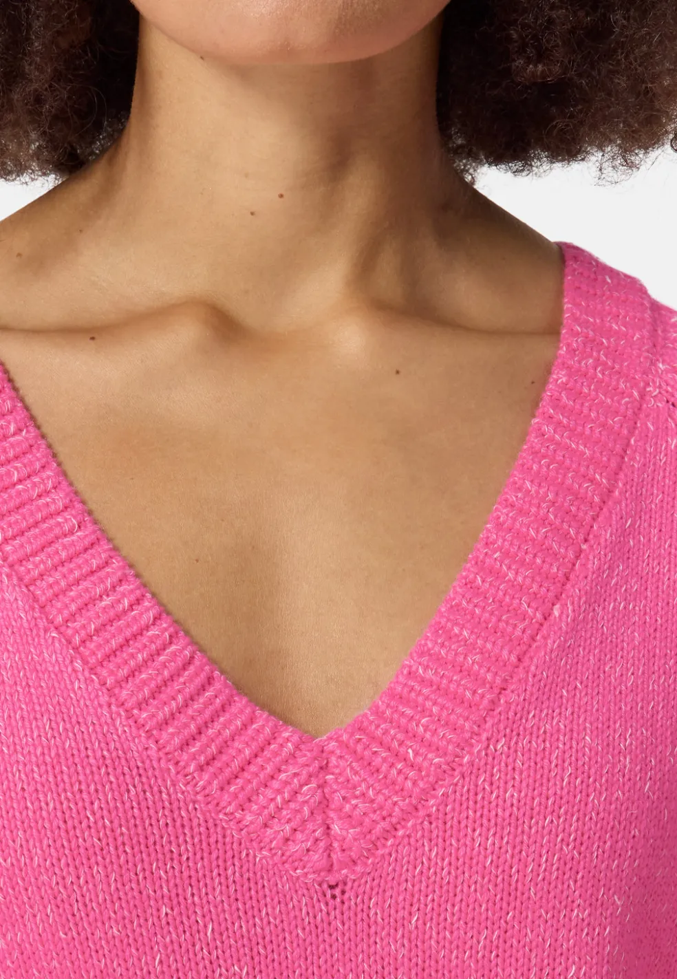 Seide Kaschmir Oversize Style V-Ausschnitt Pullover hell pink melange
