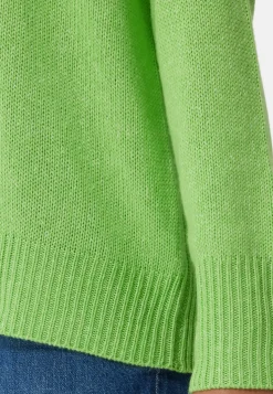 Seide Kaschmir Oversize Style Rundhals Pullover kiwi grün melange