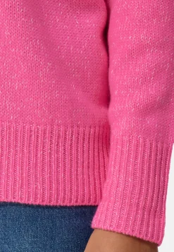 Seide Kaschmir Oversize Style Rundhals Pullover hell pink melange