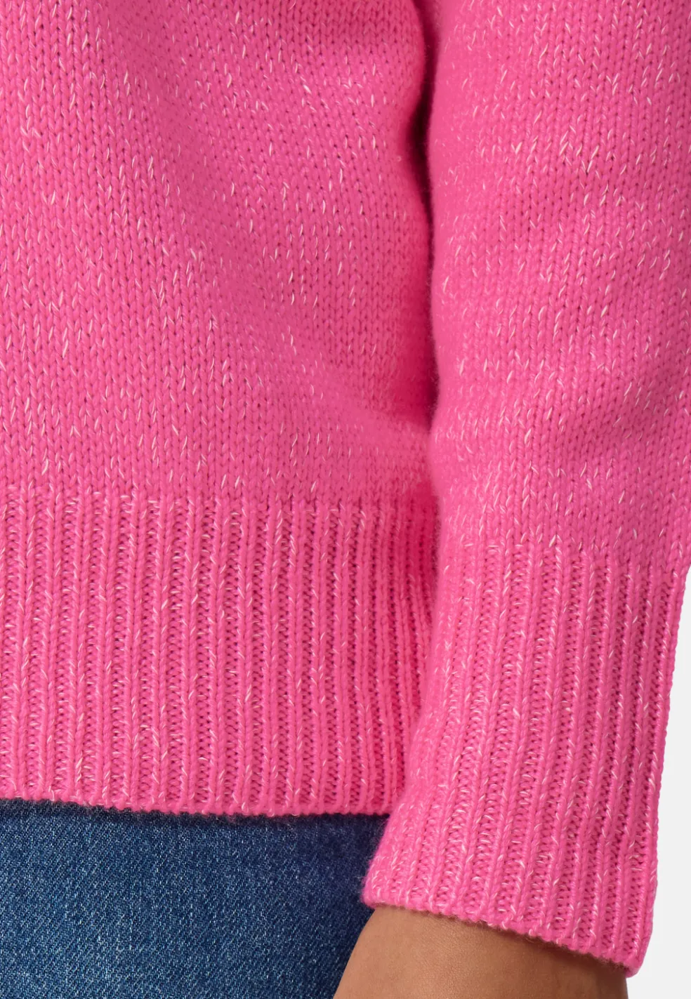 Seide Kaschmir Oversize Style Rundhals Pullover hell pink melange