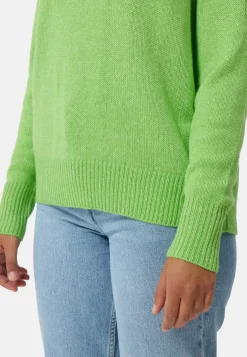 Seide Kaschmir Oversize Style V-Ausschnitt Pullover kiwi grün melange
