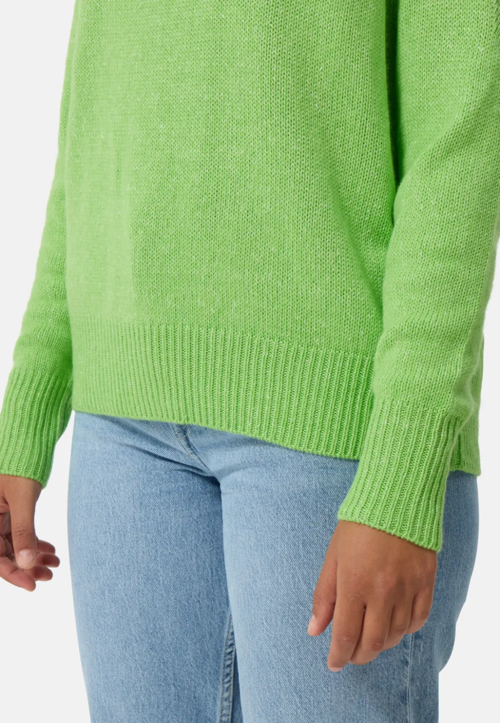 Seide Kaschmir Oversize Style V-Ausschnitt Pullover kiwi grün melange