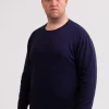 Seide Kaschmir Rundhals Pullover marine blau