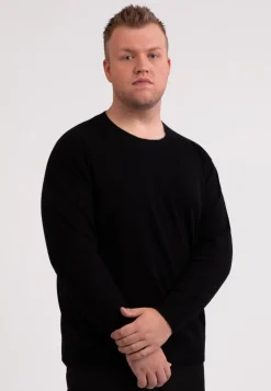 Seide Kaschmir Rundhals Pullover schwarz
