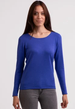 Seide Kaschmir Rundhals Pullover majorelle blau