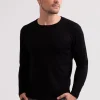 Seide Kaschmir Rundhals Pullover schwarz