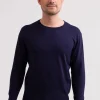 Seide Kaschmir Rundhals Pullover marine blau