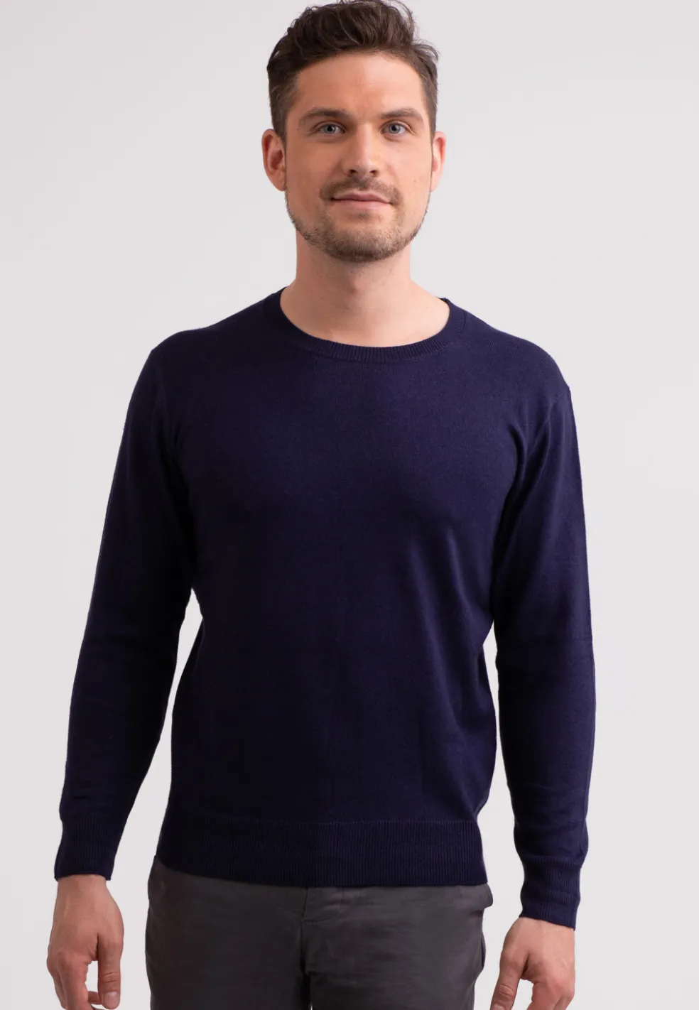 Seide Kaschmir Rundhals Pullover marine blau
