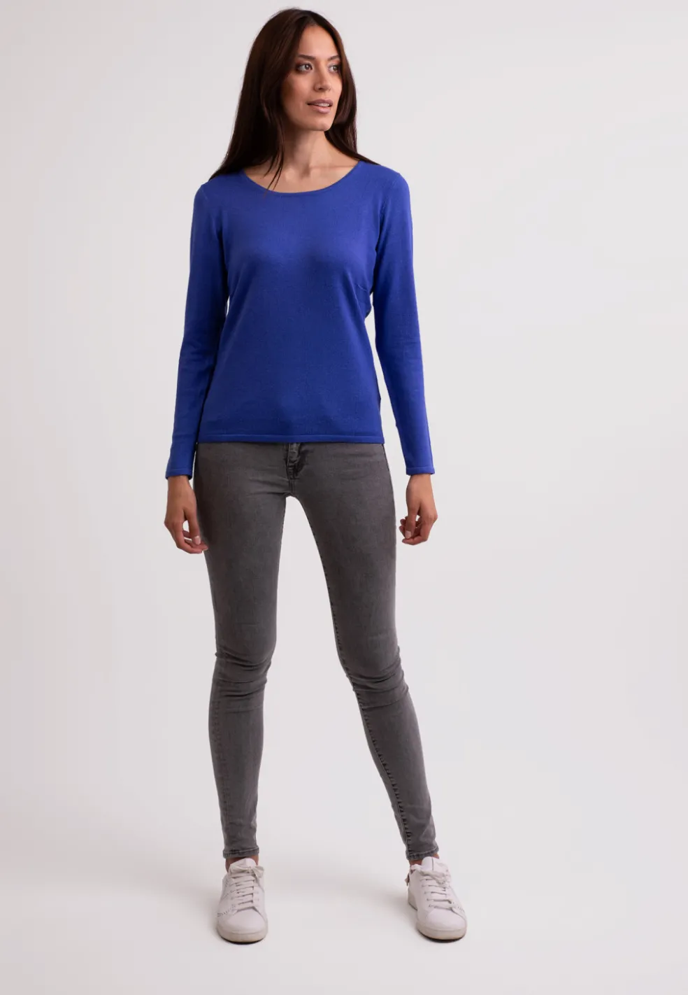 Seide Kaschmir Rundhals Pullover majorelle blau