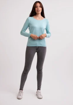 Seide Kaschmir Rundhals Pullover reflexion hellgrün
