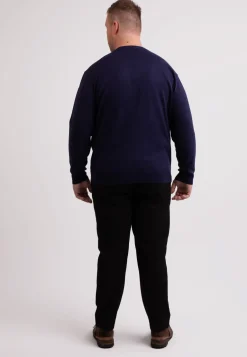 Seide Kaschmir Rundhals Pullover marine blau