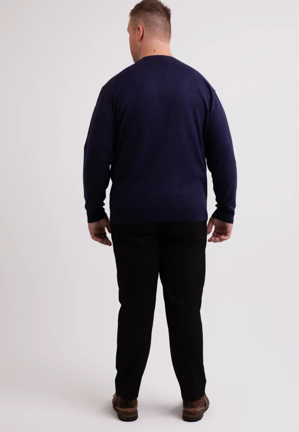Seide Kaschmir Rundhals Pullover marine blau