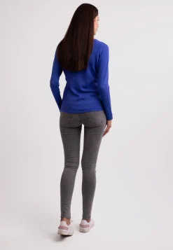 Seide Kaschmir Rundhals Pullover majorelle blau