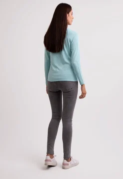 Seide Kaschmir Rundhals Pullover reflexion hellgrün