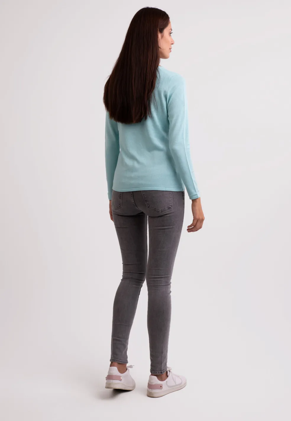 Seide Kaschmir Rundhals Pullover reflexion hellgrün
