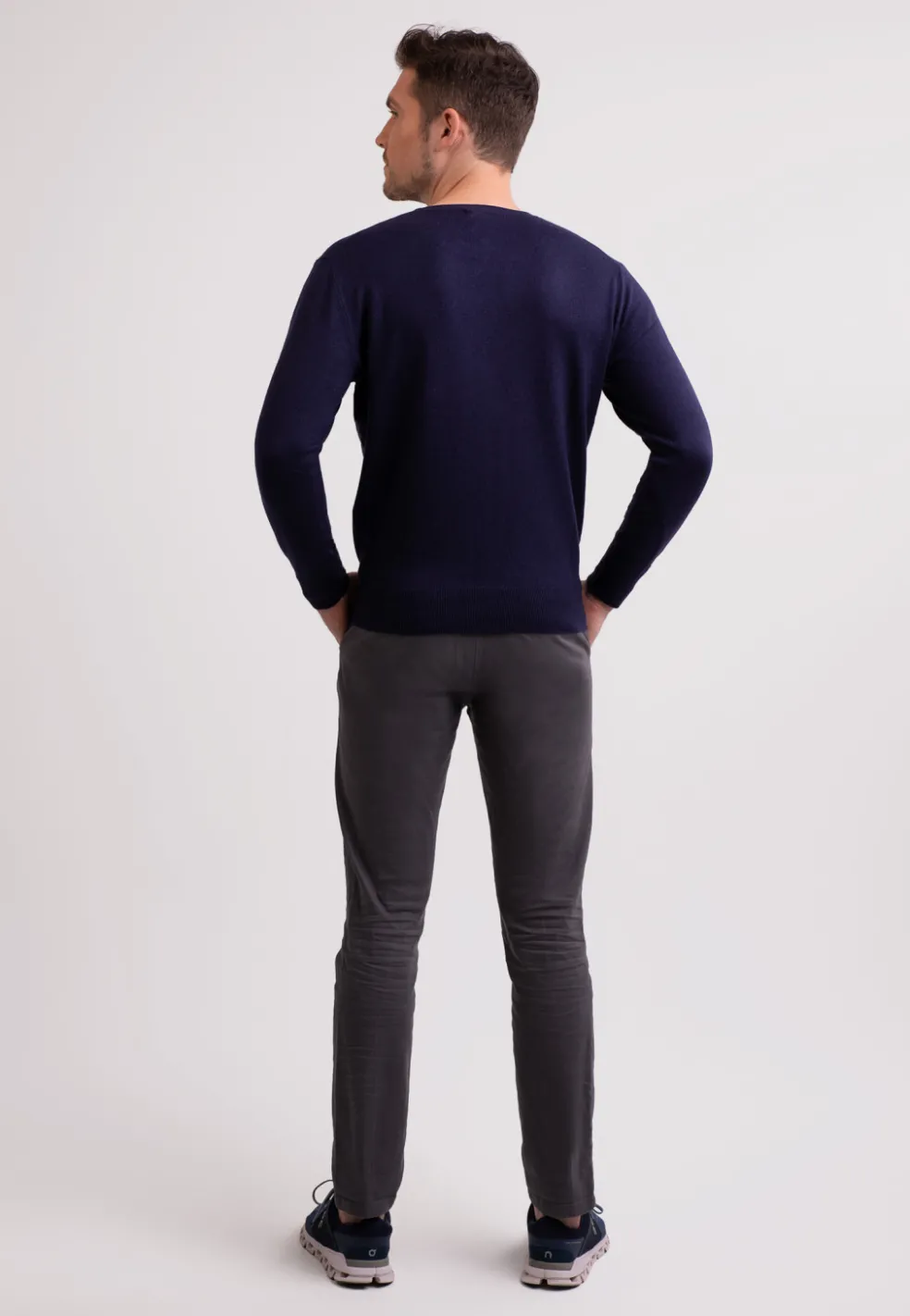 Seide Kaschmir Rundhals Pullover marine blau