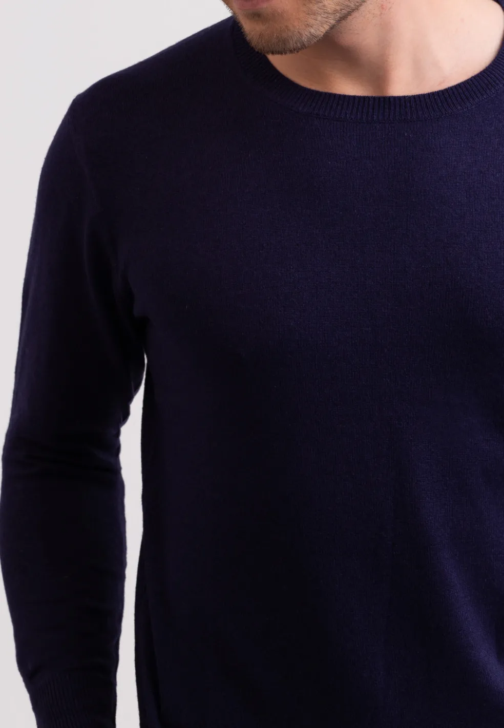 Seide Kaschmir Rundhals Pullover marine blau