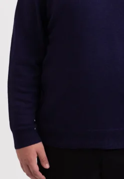 Seide Kaschmir Rundhals Pullover marine blau