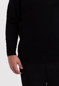 Seide Kaschmir Rundhals Pullover schwarz