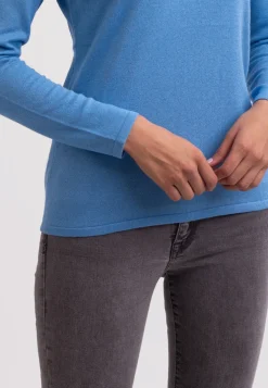 Seide Kaschmir Rundhals Pullover capri blau