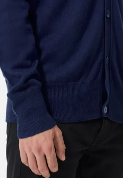Seide Kaschmir Strickjacke Cardigan marine blau