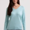 Seide Kaschmir V-Ausschnitt Pullover reflexion hellgrün