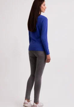 Seide Kaschmir V-Ausschnitt Pullover majorelle blau