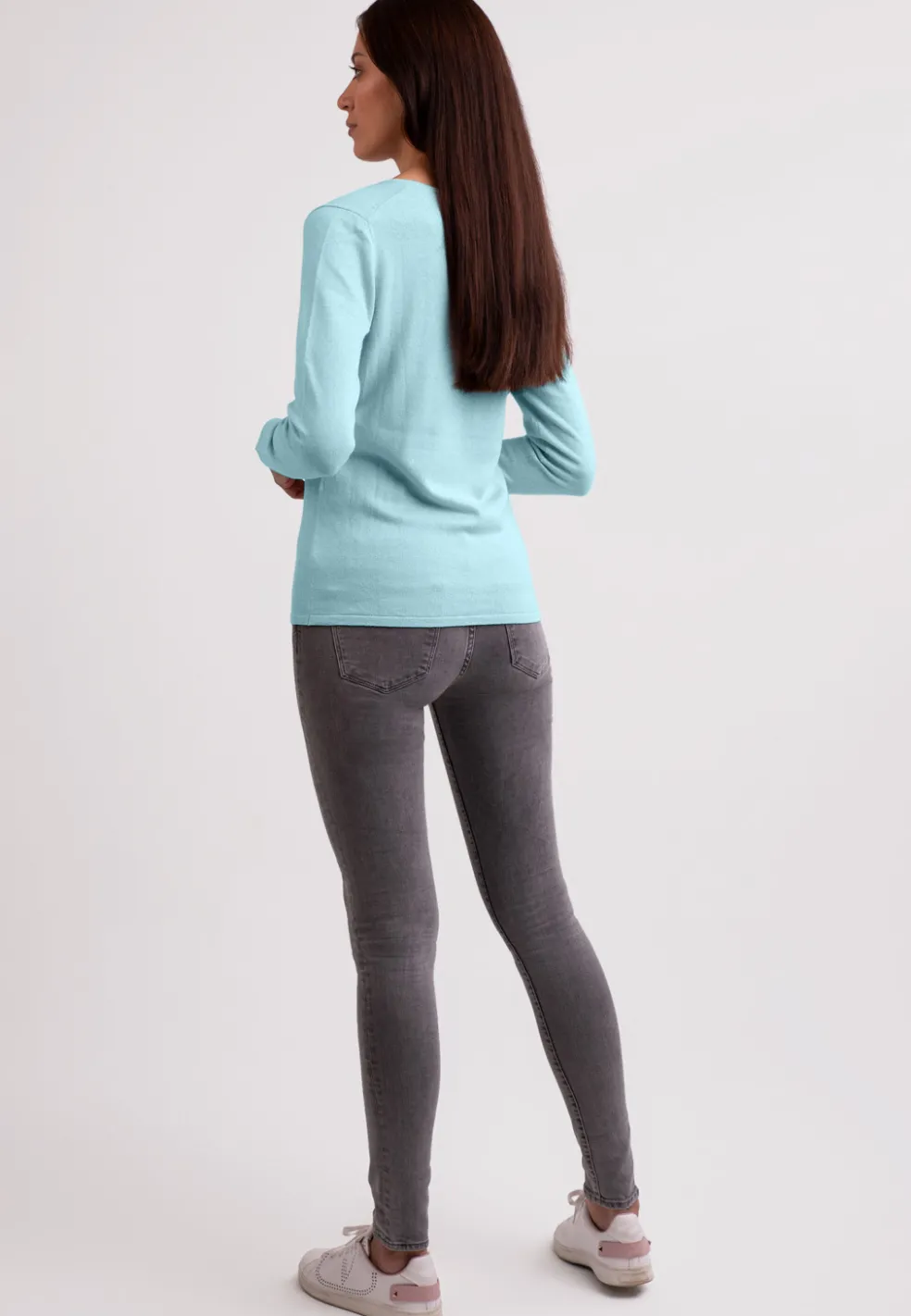 Seide Kaschmir V-Ausschnitt Pullover reflexion hellgrün
