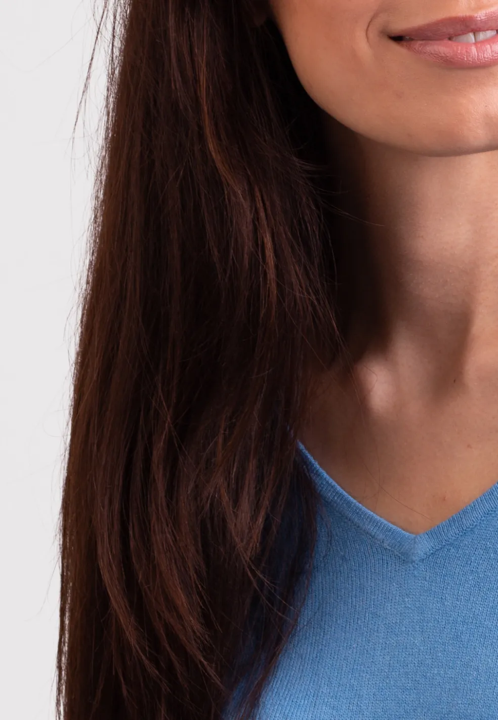 Seide Kaschmir V-Ausschnitt Pullover capri blau