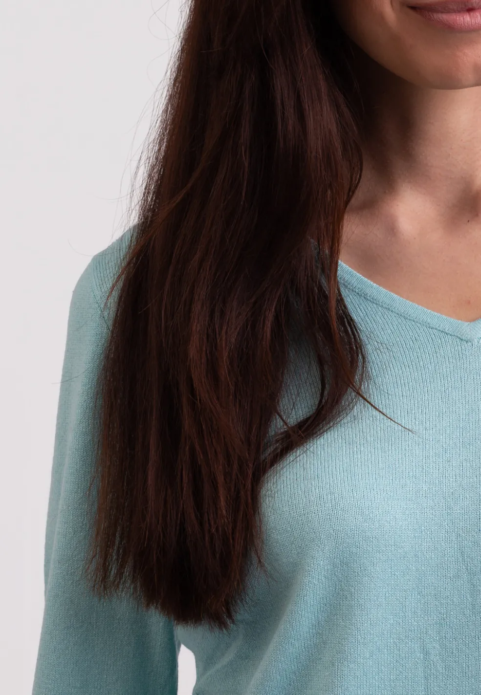 Seide Kaschmir V-Ausschnitt Pullover reflexion hellgrün