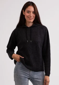 Wolle Kaschmir Kapuzenpullover Hoodie dunkel anthrazit