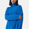 Wolle Kaschmir Oversize Style Rollkragen Pullover azurblau