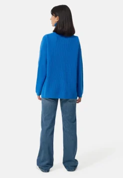 Wolle Kaschmir Oversize Style Rollkragen Pullover azurblau
