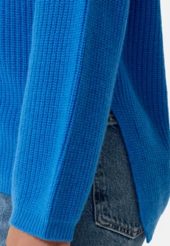 Wolle Kaschmir Oversize Style Rollkragen Pullover azurblau