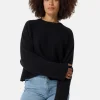Wolle Kaschmir Rundhals Pullover schwarz