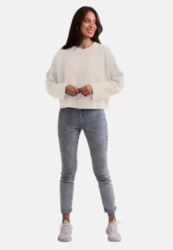 Wolle Kaschmir Rundhals Pullover weiss