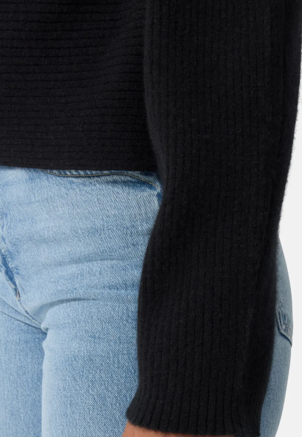 Wolle Kaschmir Rundhals Pullover schwarz