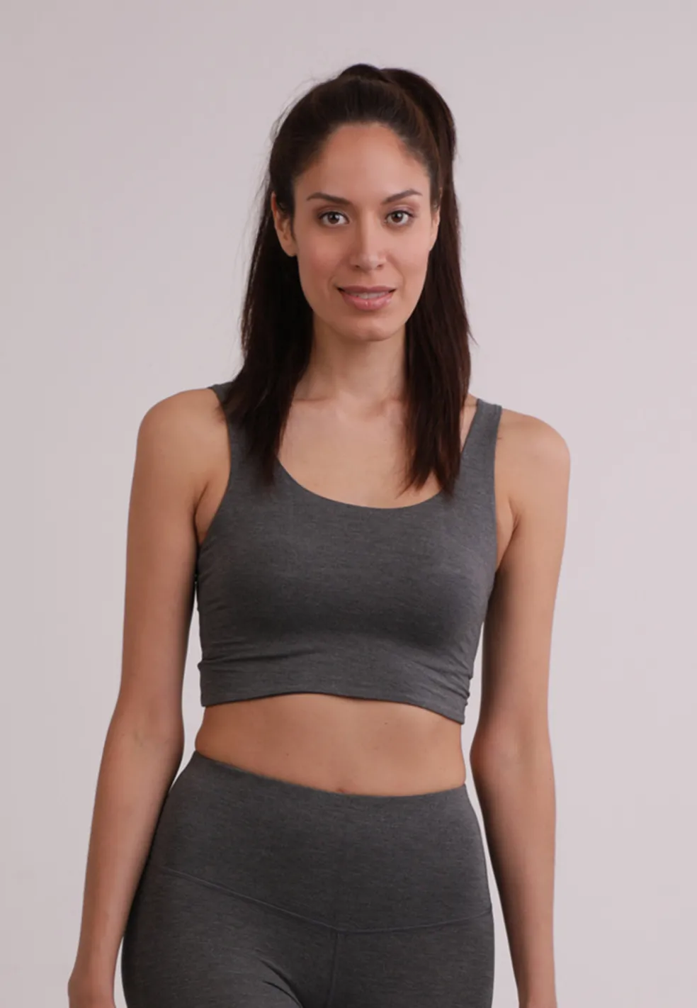 Yoga Aktivity-Top aus Bambus grau meliert