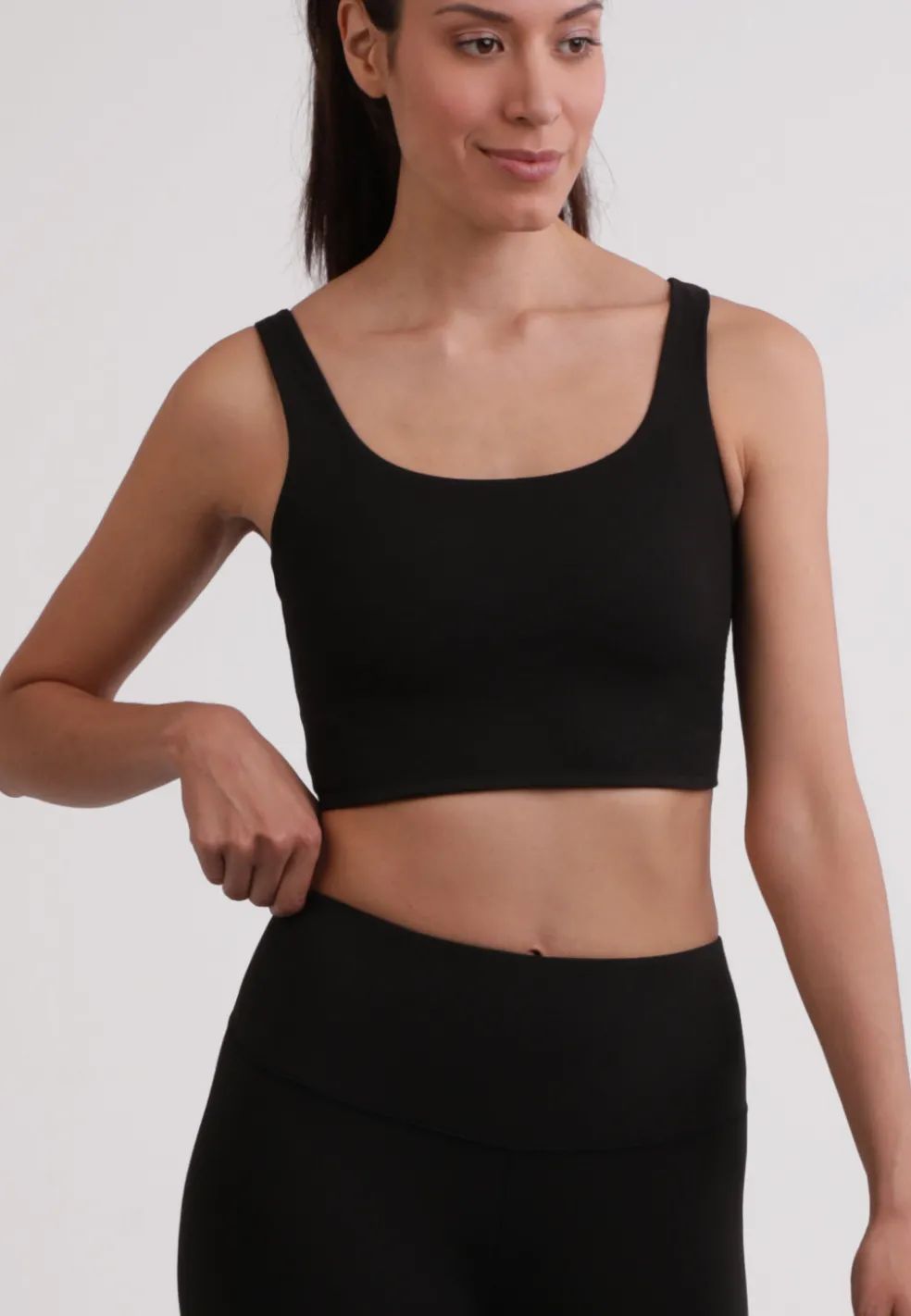 Yoga Aktivity-Top aus recyceltem Polyester schwarz