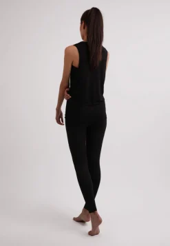 Yoga T-Shirt ärmellos aus Bambus schwarz