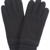 Ziegen Wildlederhandschuhe mit Kaschmirfutter und Stulpen touchscreen schwarz