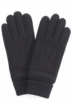 Ziegen Wildlederhandschuhe mit Kaschmirfutter und Stulpen touchscreen schwarz