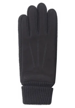 Ziegen Wildlederhandschuhe mit Kaschmirfutter und Stulpen touchscreen schwarz